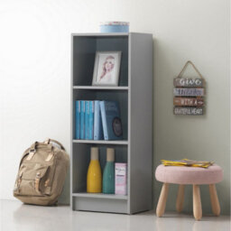 Timber Art Design 3 Tier Medium Narrow Bookcase Shelving Unit Living Room Office Bedroom Grey - thumbnail 2