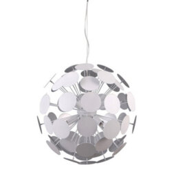 Luminosa Lighting Luminosa Modern Hanging Pendant White, Silver 6 Light With White, Satin Silver Shade, E14