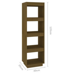 Berkfield Book Cabinet/room Divider Honey Brown 40X35X135 Cm Solid Pinewood - thumbnail 8
