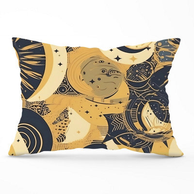 Warren Reed Designer Blue Gold Moon And Sun Cushions 33Cm X 48Cm