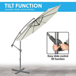 Loops Easy Open 3M Banana Parasol Cream - Garden Dining Umbrella Patio Cover Canopy - thumbnail 8