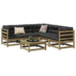 Berkfield 6 Piece Garden Sofa Set Impregnated Wood Pine - thumbnail 1