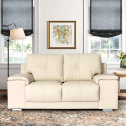 Furniture in Fashion Kensington Faux Leather 2 Seater Sofa In Ivory - thumbnail 2