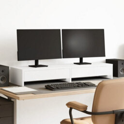 Walplus Monitor Stand With Drawers White 100X27X15 Cm Engineered Wood - thumbnail 1