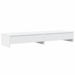 Walplus Monitor Stand With Drawers White 100X27X15 Cm Engineered Wood - thumbnail 2