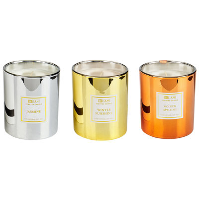 Beliani Set Of 3 Scented Candles Metallic Glamour Soy Wax Sweet Notes - image 1