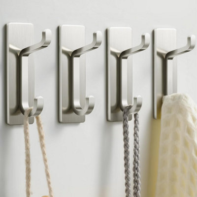 Adhesive Wall Hook, Bathroom Towel Holder, Kitchen Dishcloth Hook, Adhesive Coat Hook, No Drilling Required Wall Mount, 4 Pieces - image 1
