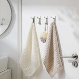 Adhesive Wall Hook, Bathroom Towel Holder, Kitchen Dishcloth Hook, Adhesive Coat Hook, No Drilling Required Wall Mount, 4 Pieces - thumbnail 3