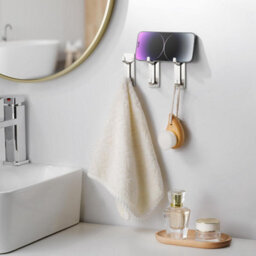 Adhesive Wall Hook, Bathroom Towel Holder, Kitchen Dishcloth Hook, Adhesive Coat Hook, No Drilling Required Wall Mount, 4 Pieces - thumbnail 2