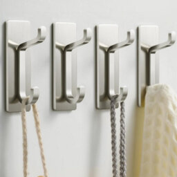 Adhesive Wall Hook, Bathroom Towel Holder, Kitchen Dishcloth Hook, Adhesive Coat Hook, No Drilling Required Wall Mount, 4 Pieces - thumbnail 1