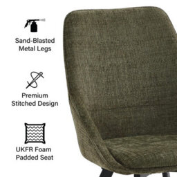 Fwstyle Myla Set Of 2 Green Chenille Upholstered 360 Degree Swivelling Dining Chairs - thumbnail 2