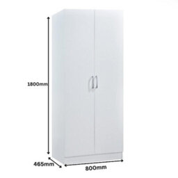 Swish Furniture White 2 Door Double Wardrobe Bedroom Storage Furniture Cupboard Hanging Rail - thumbnail 9