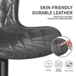 Dark Grey Adjustable Swivel Bar Stool With Backrest And Footrest - thumbnail 3