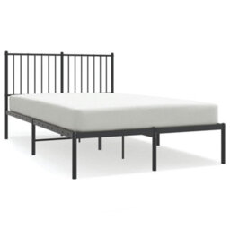 Vidaxl Metal Bed Frame Without Mattress With Headboard Black 120X190Cm - thumbnail 2