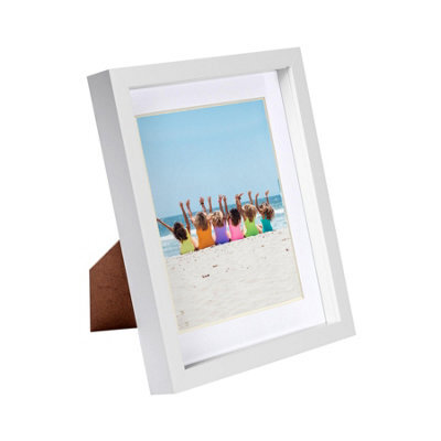 "Nicola Spring 8"" X 10"" White 3D Box Photo Frame - 5"" X 7"" Mount - White" - image 1