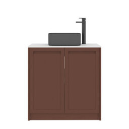 Royal Bathrooms Royal Bathroom Elmore 800mm Terracotta Clay Freestanding Bathroom Vanity Unit 2 Door Plain White Worktop With Art Square Basin - thumbnail 7