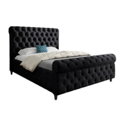 Savana Sleigh Upholstered Soft Velvet Bed Frame - Black - thumbnail 5