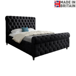 Savana Sleigh Upholstered Soft Velvet Bed Frame - Black - thumbnail 6