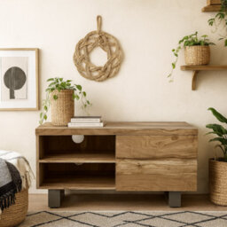 Wyld Haus Wellington Acacia Wood Compact Tv Unit With 2 Shelves And 2 Drawers - thumbnail 1