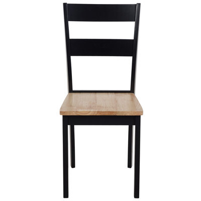 Beliani Set Of 2 Black Rubberwood Slat Back Dining Chairs, Compact Rustic Farmhouse Design, W45 X D43 X H89Cm - image 1