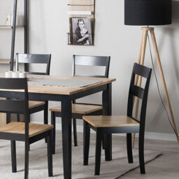Beliani Set Of 2 Black Rubberwood Slat Back Dining Chairs, Compact Rustic Farmhouse Design, W45 X D43 X H89Cm - thumbnail 2