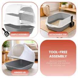Marco Paul Large Enclosed Cat Litter Box With Door, Scoop & Anti-Tracking Pedal 51Cm - thumbnail 9