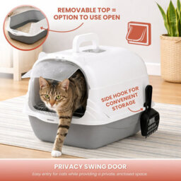 Marco Paul Large Enclosed Cat Litter Box With Door, Scoop & Anti-Tracking Pedal 51Cm - thumbnail 8