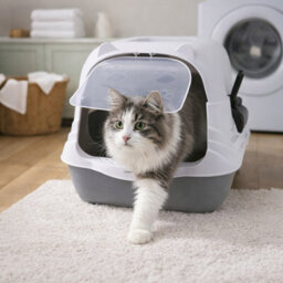 Marco Paul Large Enclosed Cat Litter Box With Door, Scoop & Anti-Tracking Pedal 51Cm - thumbnail 1
