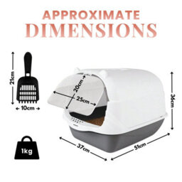 Marco Paul Large Enclosed Cat Litter Box With Door, Scoop & Anti-Tracking Pedal 51Cm - thumbnail 2