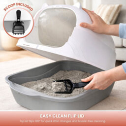 Marco Paul Large Enclosed Cat Litter Box With Door, Scoop & Anti-Tracking Pedal 51Cm - thumbnail 5