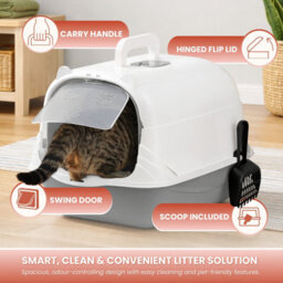 Marco Paul Large Enclosed Cat Litter Box With Door, Scoop & Anti-Tracking Pedal 51Cm - thumbnail 4
