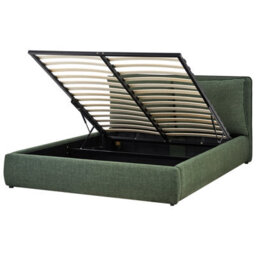 Beliani Ottoman Bed Fabric Bajonna 160 X 200 Cm (Eu King Size) Dark Green - thumbnail 1