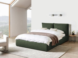 Beliani Ottoman Bed Fabric Bajonna 160 X 200 Cm (Eu King Size) Dark Green - thumbnail 2