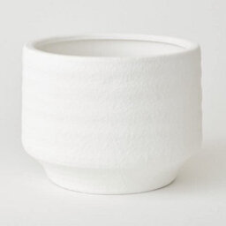 Bloom Wide White Terracotta Vase - Modern Vase For Fresh Or Artificial Flower Stem Bouquet Arrangements - Measures H15 X 20.5Cm Diameter