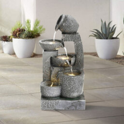 Breeins Grey Led Lighting Garden Tiered Solar Landscaping Fountain Cascading Waterscape Decorative Statue Fountain - thumbnail 1
