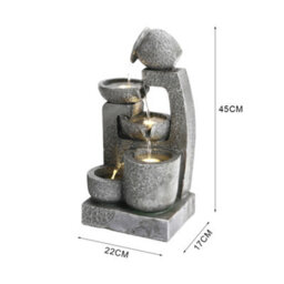 Breeins Grey Led Lighting Garden Tiered Solar Landscaping Fountain Cascading Waterscape Decorative Statue Fountain - thumbnail 7