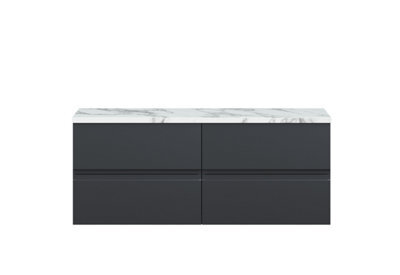 Balterley Mavesyn Contemporary 4 Drawer Wall Hung Vanity Unit With Laminate Worktop, Dark Grey, 1200mm - image 1