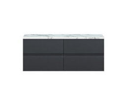 Balterley Mavesyn Contemporary 4 Drawer Wall Hung Vanity Unit With Laminate Worktop, Dark Grey, 1200mm