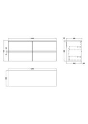 Balterley Mavesyn Contemporary 4 Drawer Wall Hung Vanity Unit With Laminate Worktop, Dark Grey, 1200mm - thumbnail 2