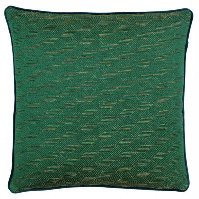 Paoletti Chiswick Jacquard Geometric Piped Polyester Filled Cushion - image 1