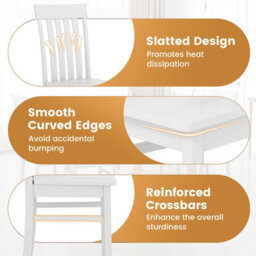 Gainoom White Dining Chairs Set Of 2 Dining Room Chairs With Hollowed Backrests & Rubber Wood Seats - thumbnail 8