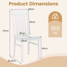 Gainoom White Dining Chairs Set Of 2 Dining Room Chairs With Hollowed Backrests & Rubber Wood Seats - thumbnail 2