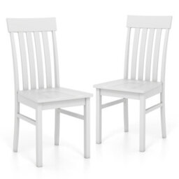 Gainoom White Dining Chairs Set Of 2 Dining Room Chairs With Hollowed Backrests & Rubber Wood Seats - thumbnail 1