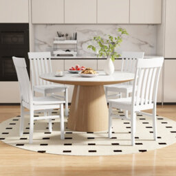 Gainoom White Dining Chairs Set Of 2 Dining Room Chairs With Hollowed Backrests & Rubber Wood Seats - thumbnail 6