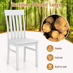Gainoom White Dining Chairs Set Of 2 Dining Room Chairs With Hollowed Backrests & Rubber Wood Seats - thumbnail 7