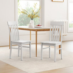 Gainoom White Dining Chairs Set Of 2 Dining Room Chairs With Hollowed Backrests & Rubber Wood Seats - thumbnail 4