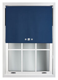 Furnished Blackout Roller Blinds With Triple Square Eyelets And Metal Fittings- Navy Blue Trimmable (W)190Cm (L)210Cm - thumbnail 2