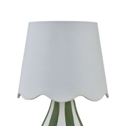 First Choice Lighting Connie - Green And White Stripe Ceramic Table Lamp With Scallop Shade - thumbnail 3