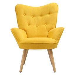 Darphe Tufted Button Linen Armchair With Wooden Legs - thumbnail 2
