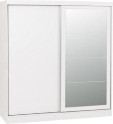Seconique Nevada 2 Door Sliding Wardrobe With Mirror In White Gloss Finish - thumbnail 1